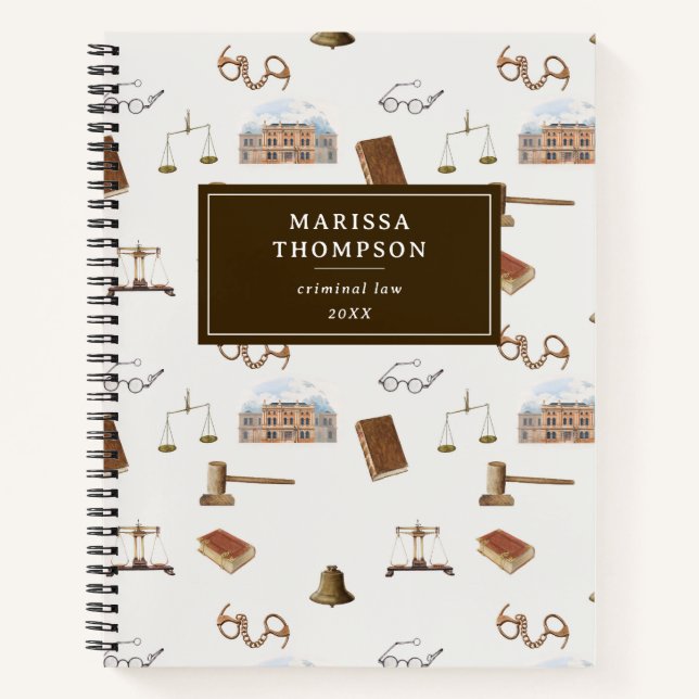 Carnet Law Scales Gavel Juridique Antique Motif (Devant)