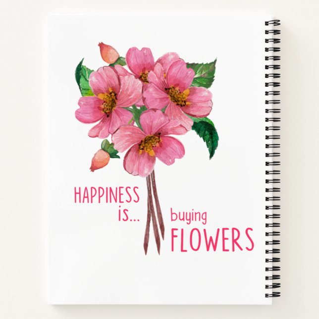 Carnet Le bonheur, c'est acheter des fleurs (Dos)