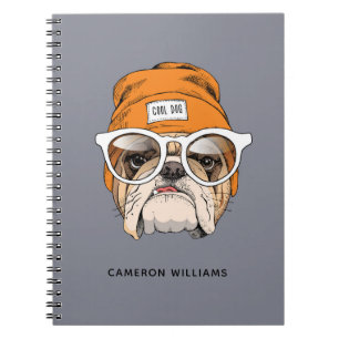 Carnet Le bouledogue frais de hippie ajoutent votre nom