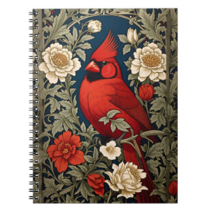 Carnet Le Cardinal du Nord Floral William Morris Inspiré