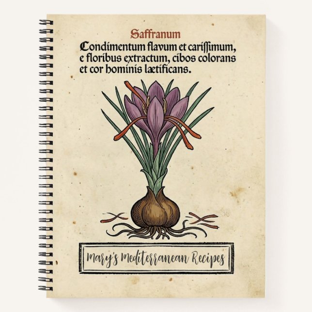 Carnet Le Crocus Or Rouge : Recette Médiévale de Safran (Devant)