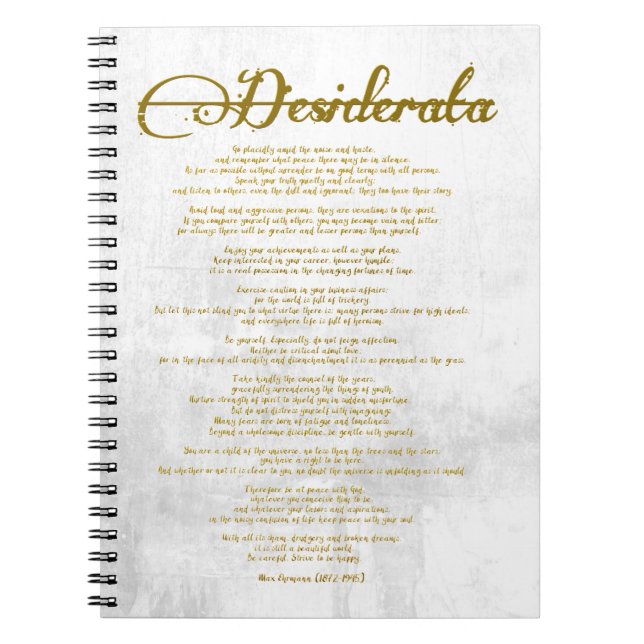 Carnet Le Desiderata "Choses désirées" (Devant)