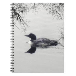 Carnet Le dingue commun nage dans un lac du nord en hiver