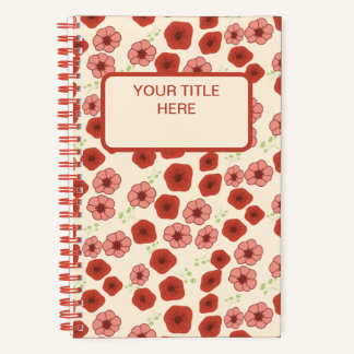Carnet Le Japonisme Blossom Motif. Rouge, rose, vert et c