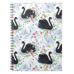 Carnet Le Lac des cygnes : motif pastel à l'aquarelle.