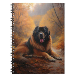 Carnet Le Mastiff tibétain en automne les feuilles automn