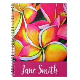 Carnet Le néon rose Frangipani Plumeria Beach art