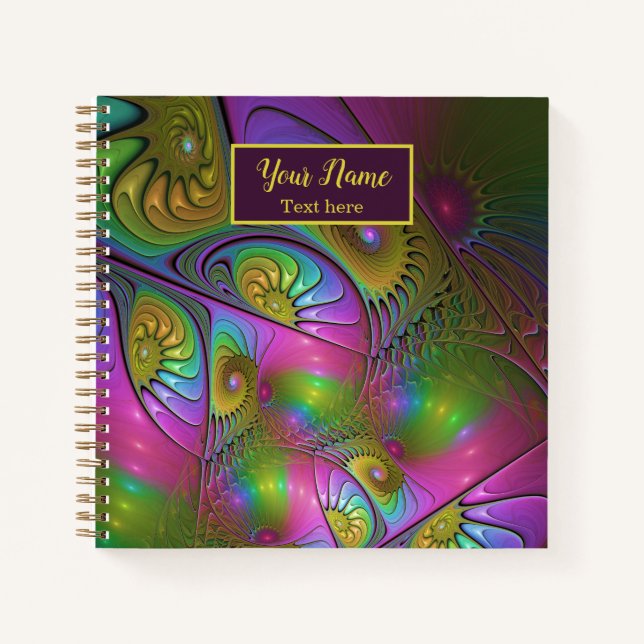 Carnet Le nom de fractale abstraite trippy lumineuse colo (Devant)