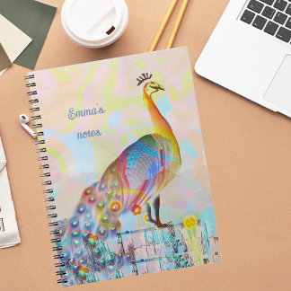 Carnet Le paon majestueux sur une clôture - abstrait