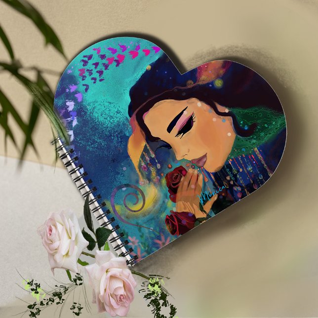 Carnet Le parfum du coeur rose (The Sent of roses Heart shaped Notebook)