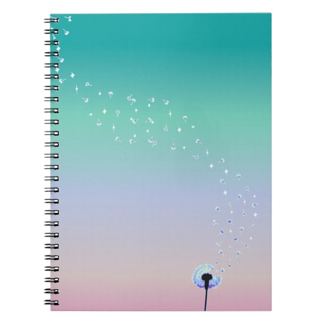 Carnet Le pissenlit sème le vol dans le vent - turquoise (Devant)