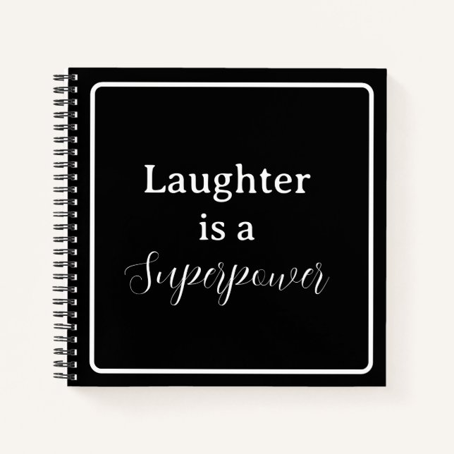 Carnet 'Le rire est une superpuissance' Phrase blanc (Devant)