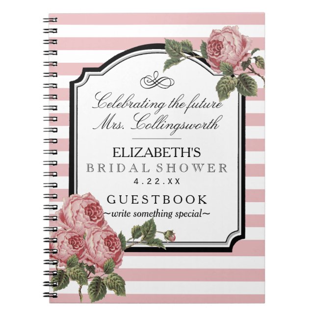 Carnet Le rose floral barre le Guestbook Girly de Fête de (Devant)