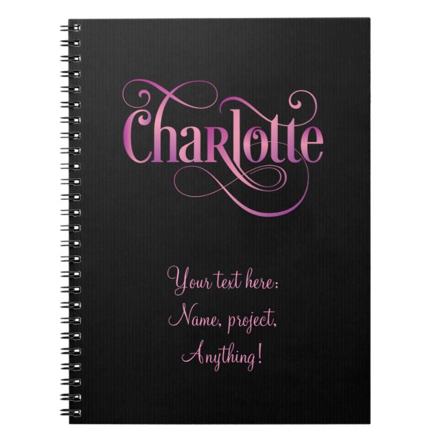Carnet Le script Tourbillonnant personnalisé Charlotte Pi (Devant)