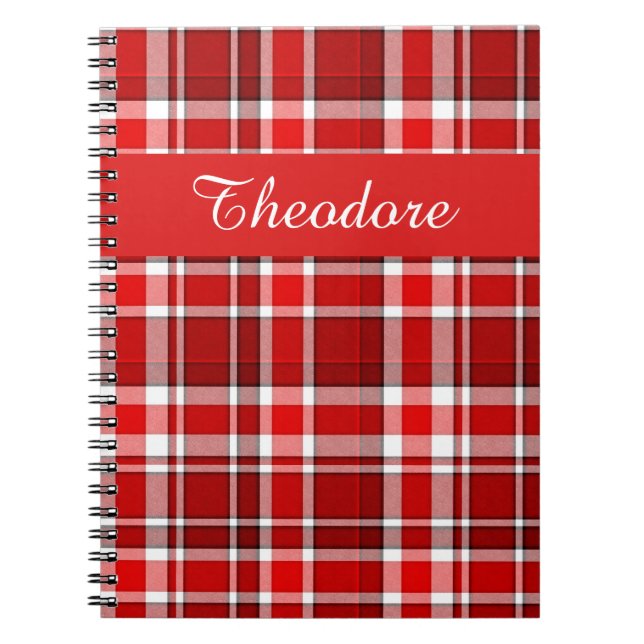 Carnet Le tartan blanc rouge | de plaid ajoutent votre (Devant)