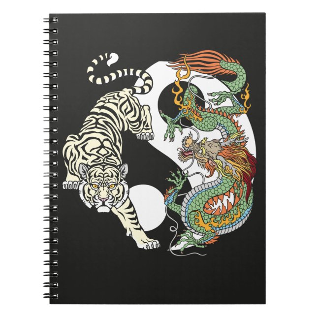 Carnet Le tigre blanc contre le dragon vert au Yin yang n (Devant)