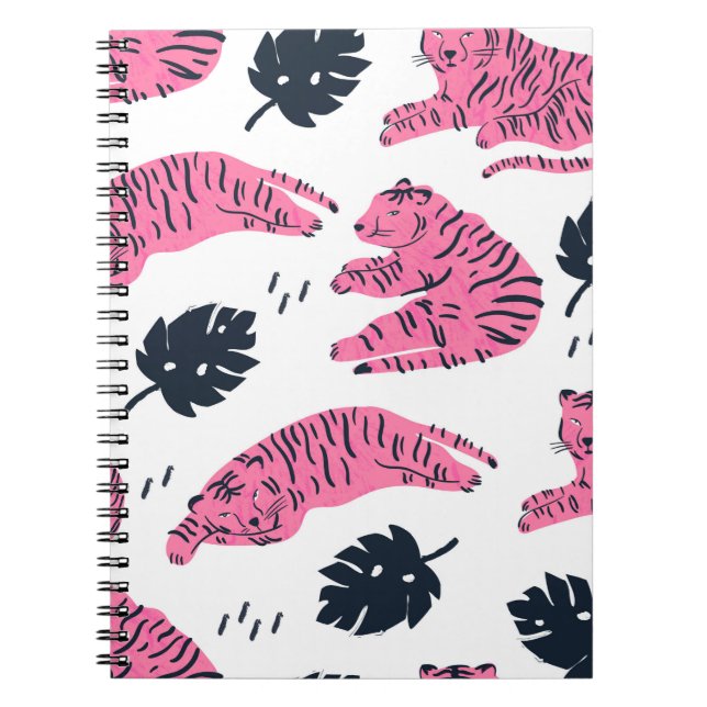 Carnet Le tigre rose se trouve dans différentes positions (Devant)