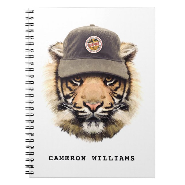Carnet Le tigre surfant | ajoutent votre nom (Devant)