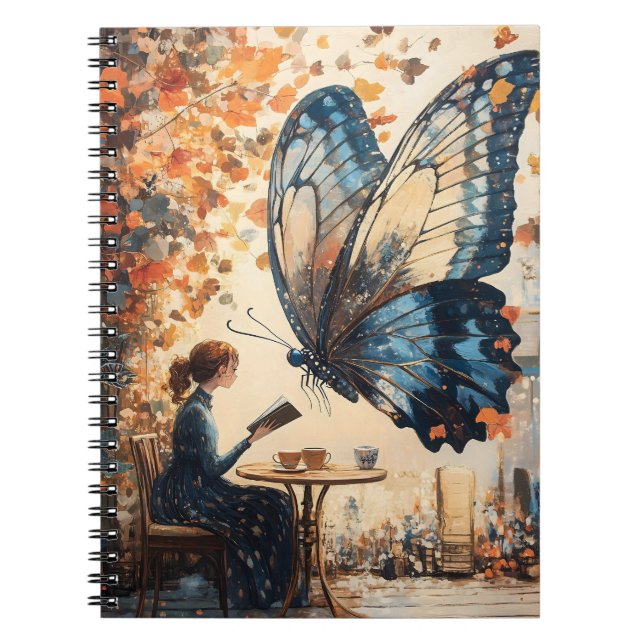 Carnet Lecture féminine avec papillon géant Art Abstrait (Devant)