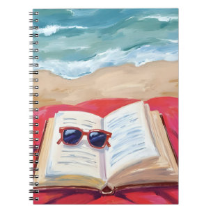Carnet Lecture sur la plage   Peinture aquarelle des vagu