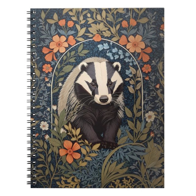 Carnet L'élégant Badger inspiré William Morris (Devant)
