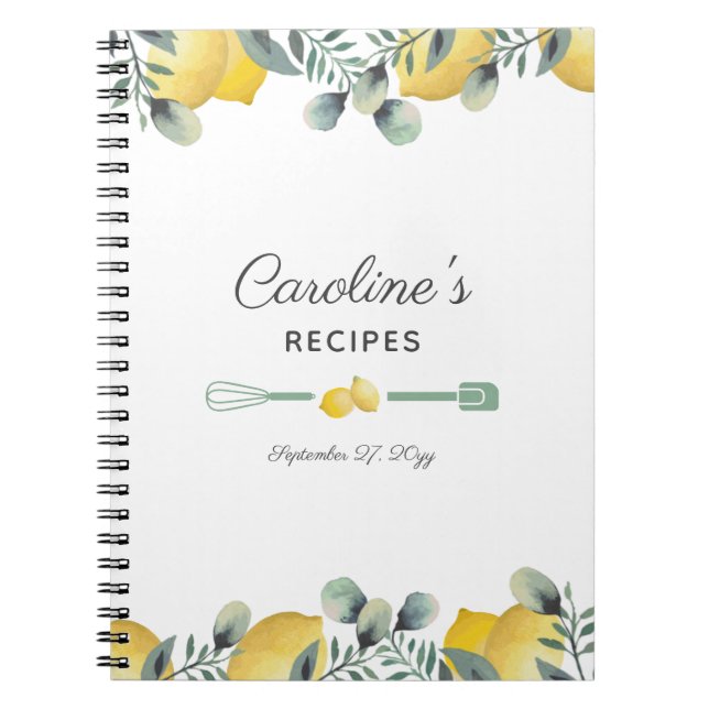Carnet Lemons & Eucalyptus Recipe Cookbook (Devant)