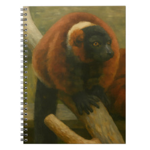 Carnet Lémuriens roux en bois clair