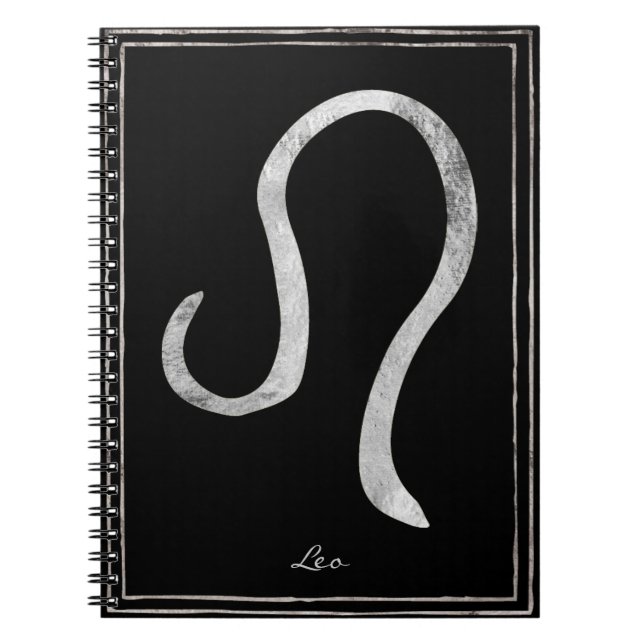 Carnet Leo martelé argent stylisé symbole astrologie (Devant)