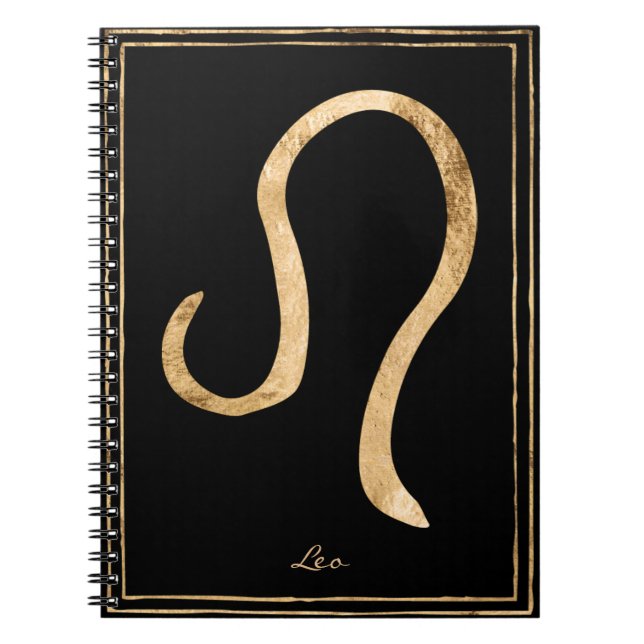 Carnet Leo martelé or stylisé symbole astrologie (Devant)