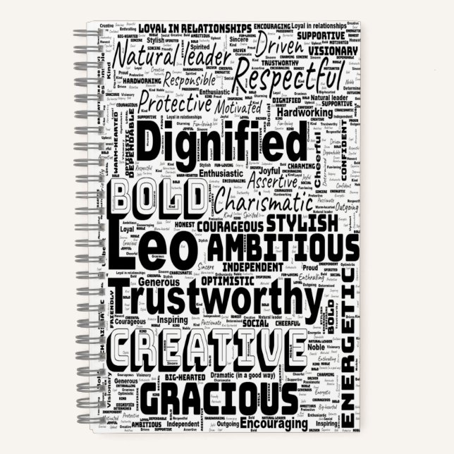 Carnet Leo Zodiac Word Cloud Spiral Planner (Recto)