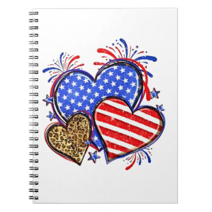 Carnet Leopard American Flag Heart 4 juillet USA