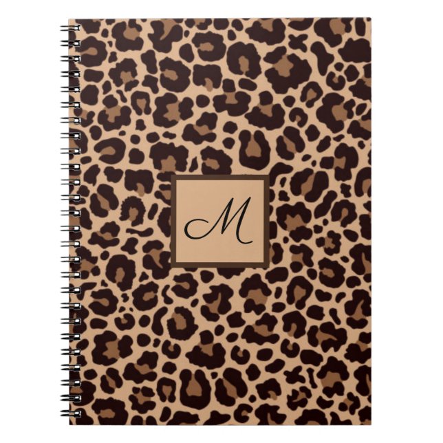 Carnet Leopard Animal Print Cheetah Monogram Initial (Devant)
