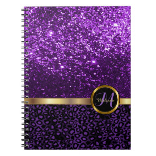 Carnet Leopard Animal Print with Purple Glitter