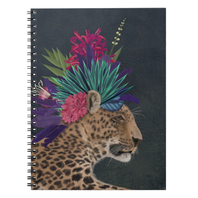 Carnet Leopard avec tête tropicale (Devant)