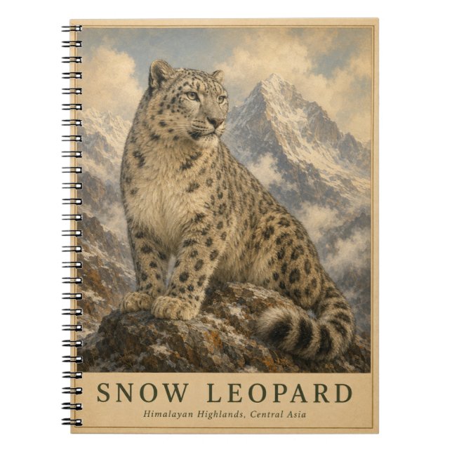 Carnet Léopard des neiges Himalayen VINTAGE (Devant)