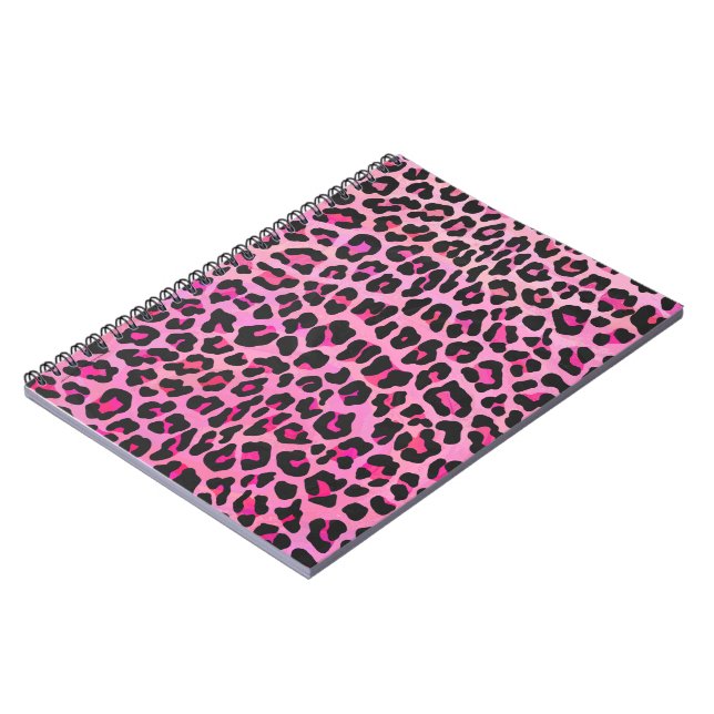 Carnet Léopard noir et rose chaud (Côté gauche)