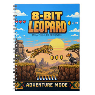 Carnet Léopard, Pixel Art 8 Bits Rétro