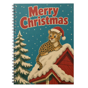 Carnet Léopard Toit enneigé Animal Noël