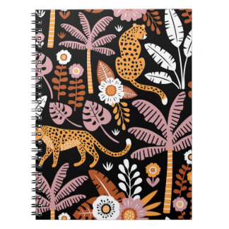 Carnet Leopards Palms Vintage Motif sans couture