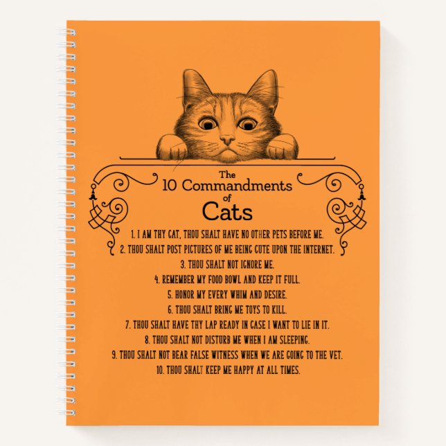 Carnet Les 10 commandements de chats amusants (Devant)