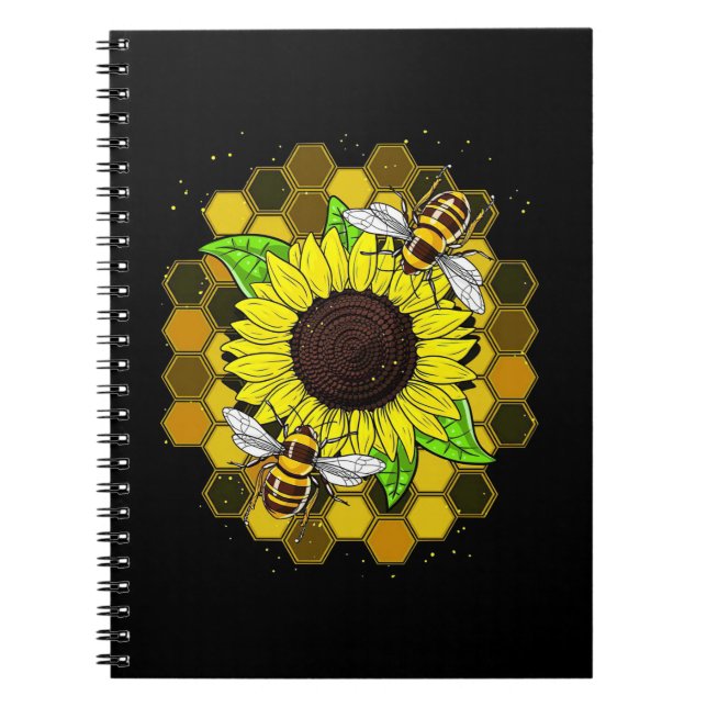 Carnet Les abeilles de tournesol hippie (Devant)