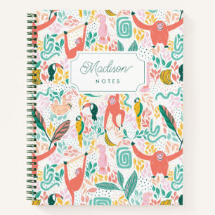 Carnet Les animaux de la jungle des singes Feuilles tropi