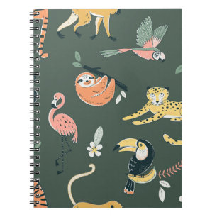 Carnet Les animaux de la jungle Faune de la flore Vintage