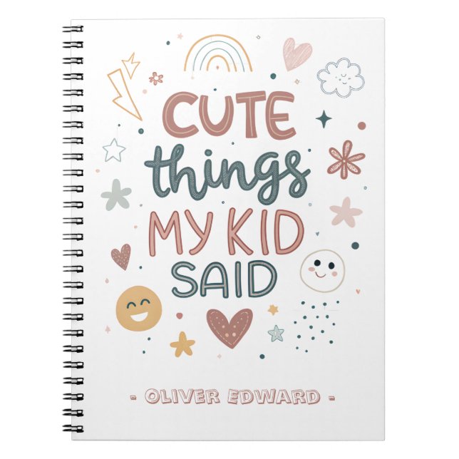 Carnet Les Choses Mignonnes Que Mon Enfant A Dit Typograp (Devant)