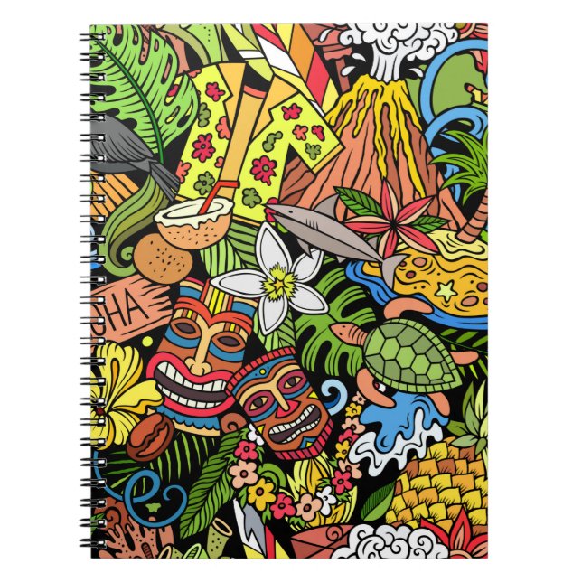 Carnet Les doodons de dessin Hawaii motif sans couture. A (Devant)