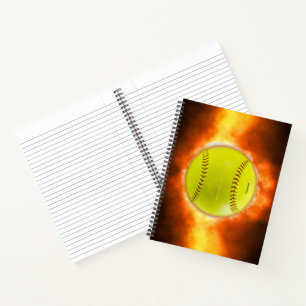 Carnet Les flammes de balle rapide de softball jaune de S