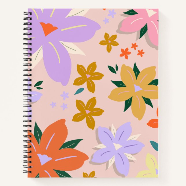 Carnet Les Fleurs 04 Retro Colorful Floral (Devant)