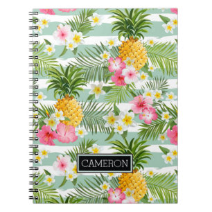 Carnet Les fleurs et les rayures de Teal d'ananas  