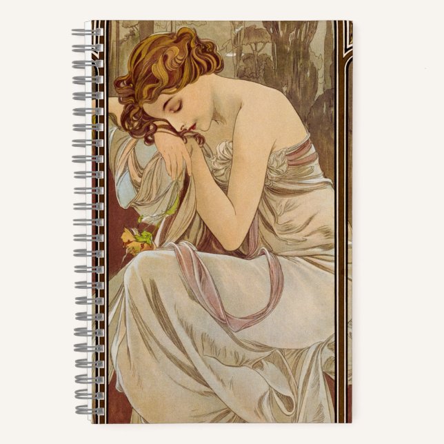 Carnet Les Heures du Jour, Repos de Nuit, 1899 par Mucha (Recto)