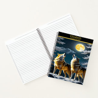 Carnet Les loups hurlent sous une lune brillante